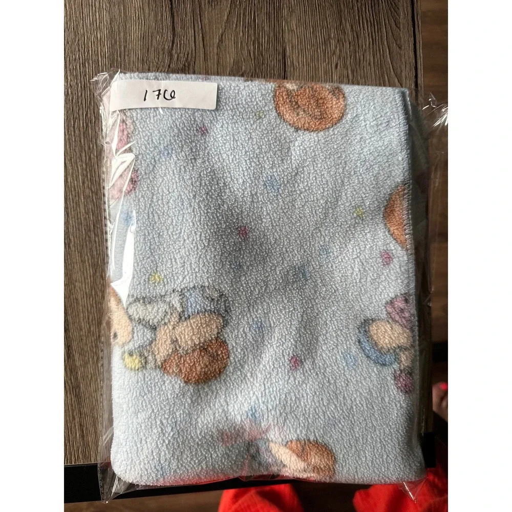 Precious Moments Baby Blanket Vintage Character Print Blue Fleece 90s Coquette